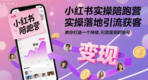 小红书实操陪跑营，实操落地引流获客，打造一个持续引流变现的账号