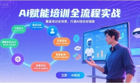 AI赋能培训全流程实站，覆盖培训全场景，打通Al培训全链路